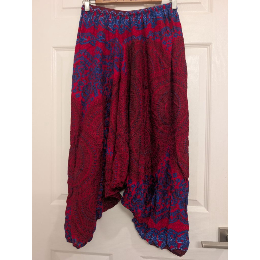 Boho Magenta & Royal Blue Mandala Print Harem Pants | Drop Crotch Yoga Pants OS - Picture 5 of 5